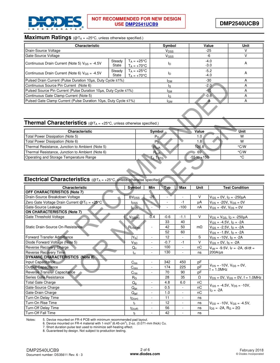 IC封装资料_三极管_DMP2540UCB9-7.pdf_第2页