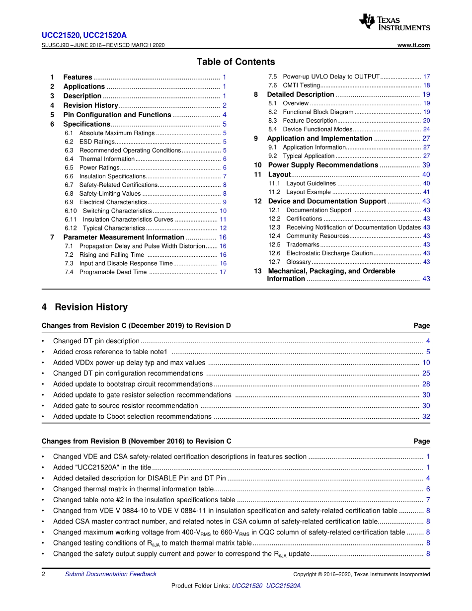 IC封装资料_电源管理芯片_UCC21520DW.pdf_第2页