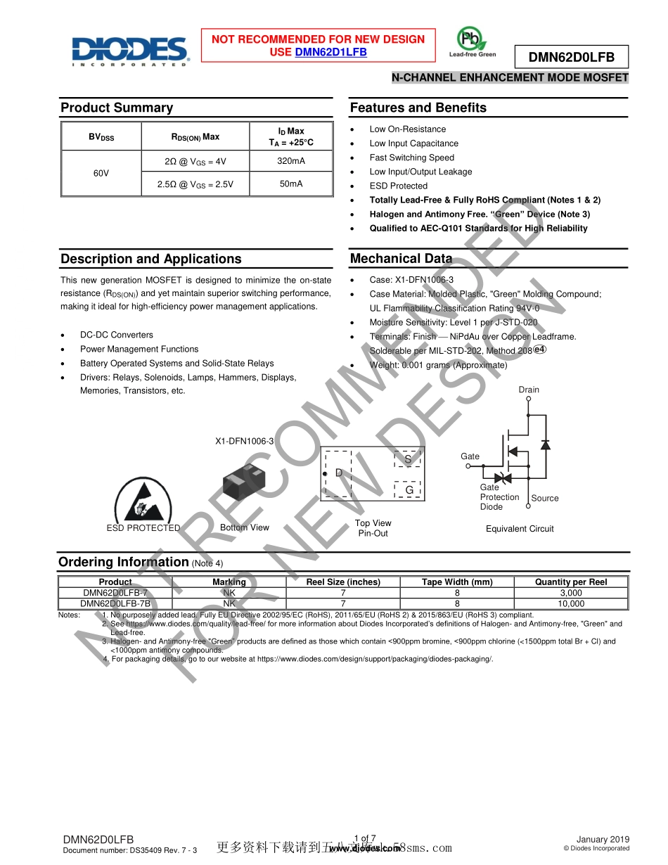 IC封装资料_三极管_DMN62D0LFB-7.pdf_第1页