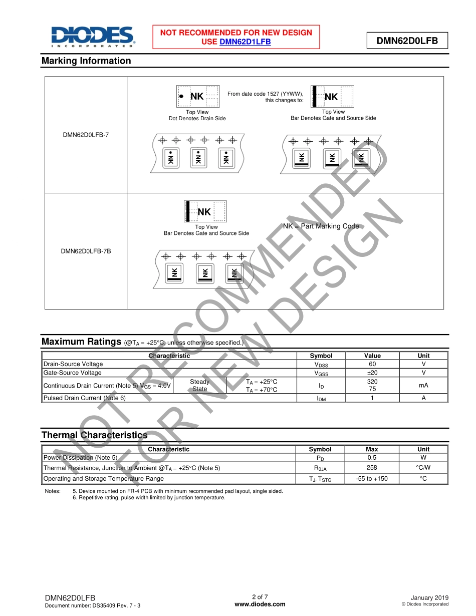 IC封装资料_三极管_DMN62D0LFB-7.pdf_第2页