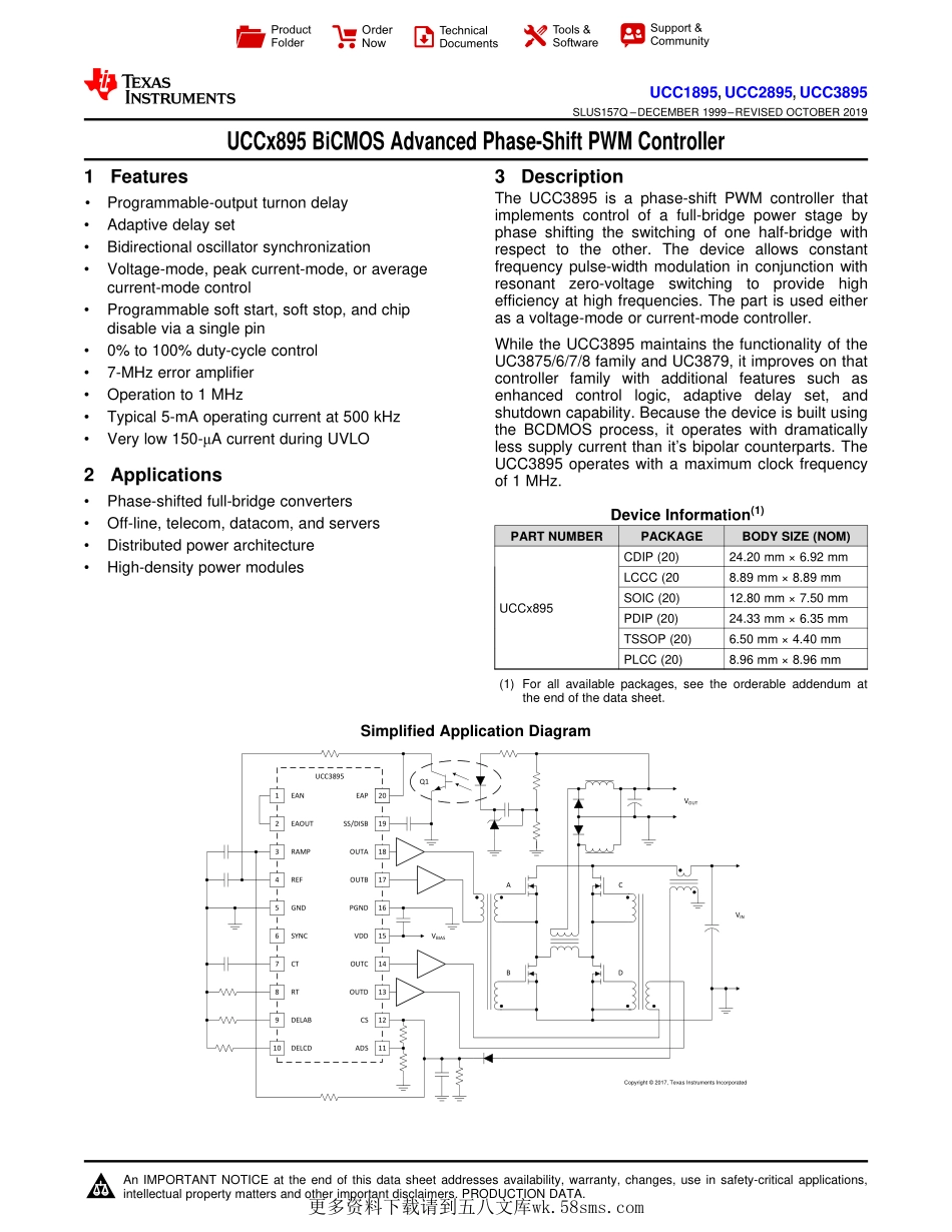 IC封装资料_电源管理芯片_UCC2895DWTR.pdf_第1页