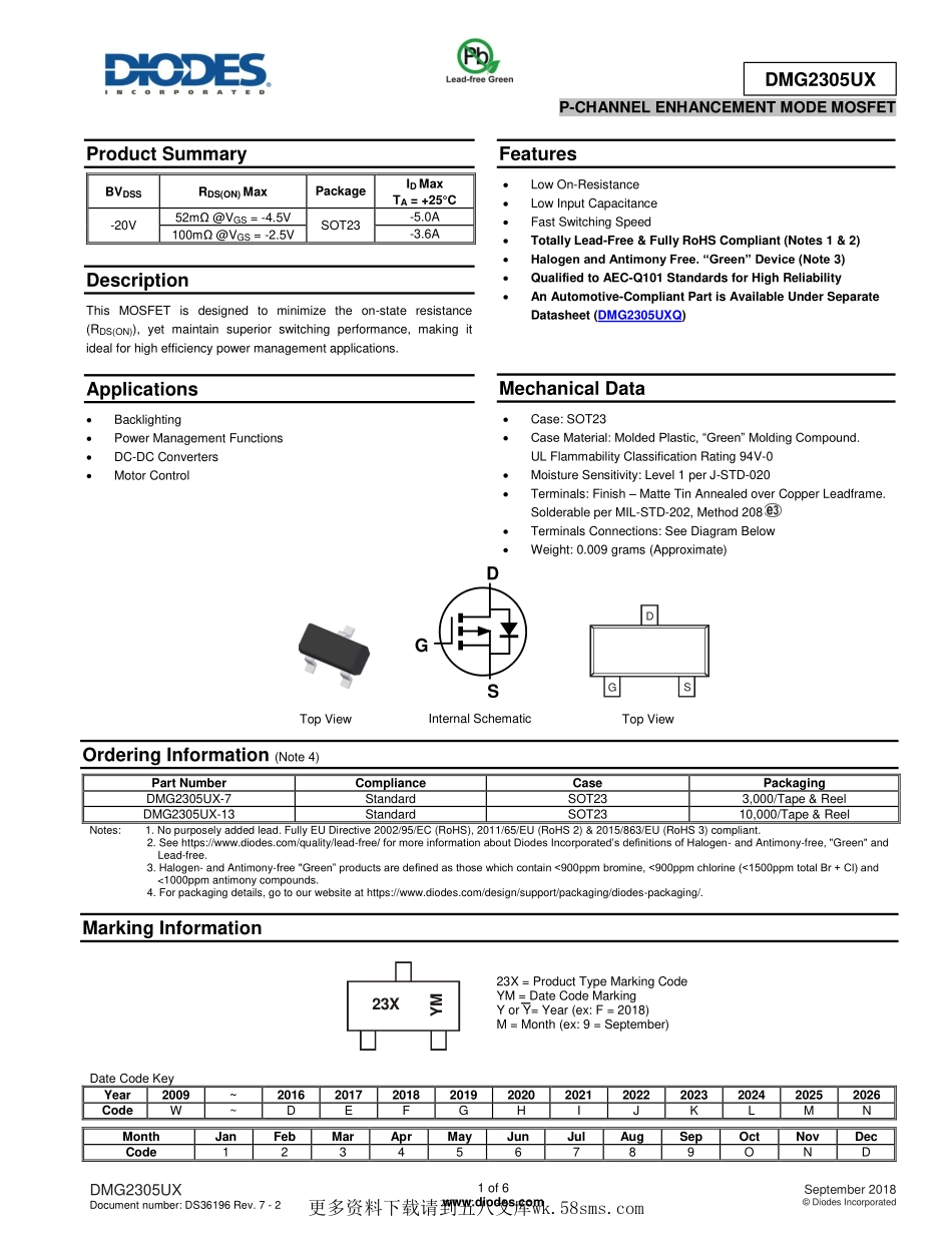 IC封装资料_三极管_DMG2305UX-13.pdf_第1页