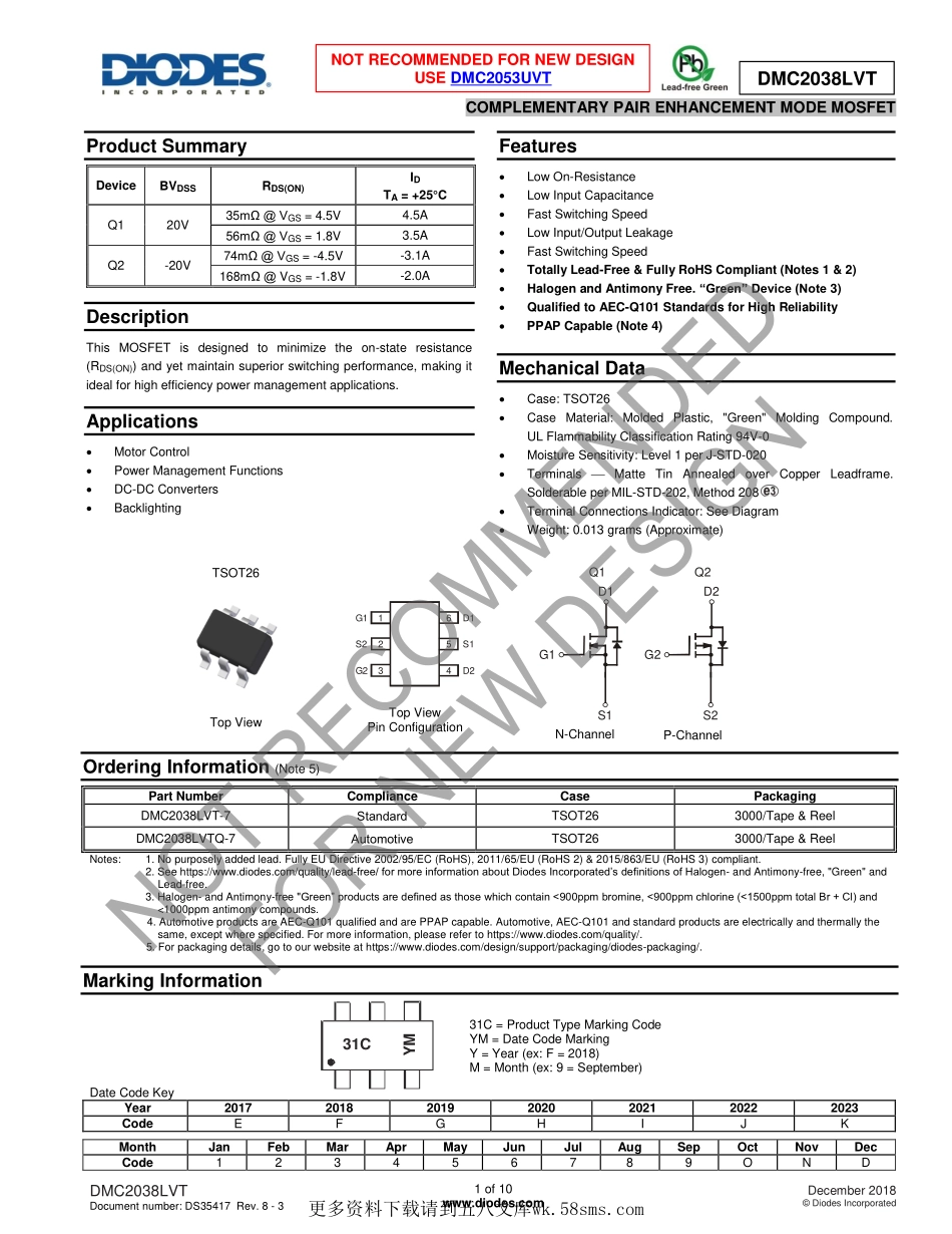 IC封装资料_三极管_DMC2038LVT-7.pdf_第1页