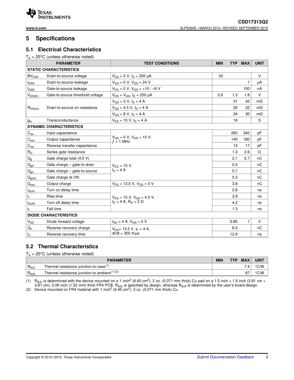 IC封装资料_三极管_CSD17313Q2T.pdf_第3页