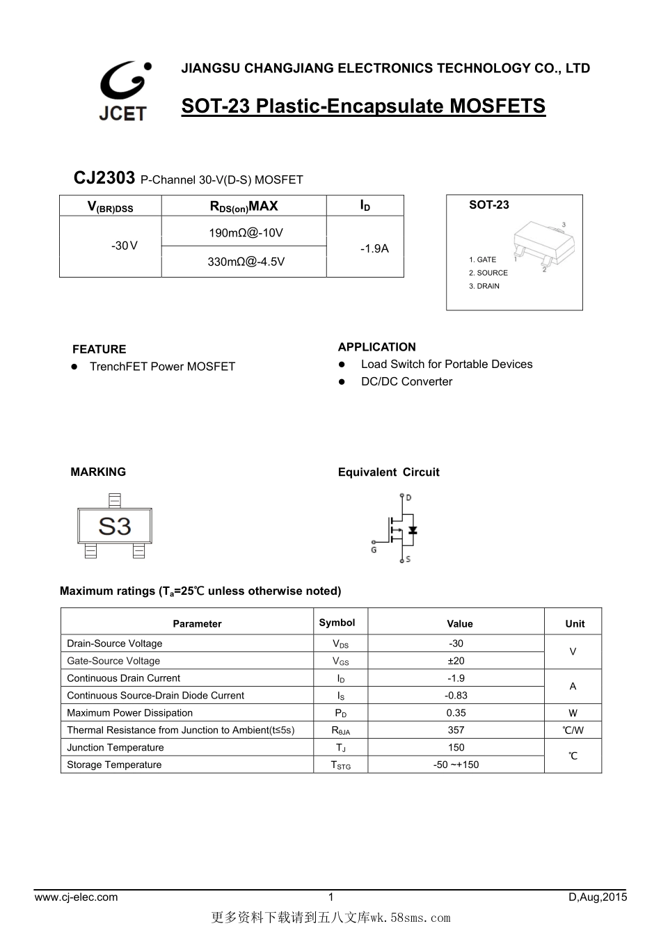 IC封装资料_三极管_CJ2303.pdf_第1页