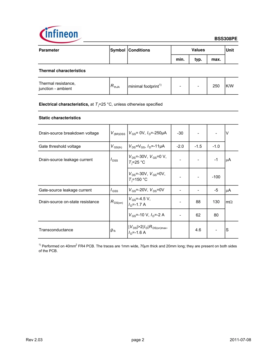 IC封装资料_三极管_BSS308PEH6327XTSA1.pdf_第2页