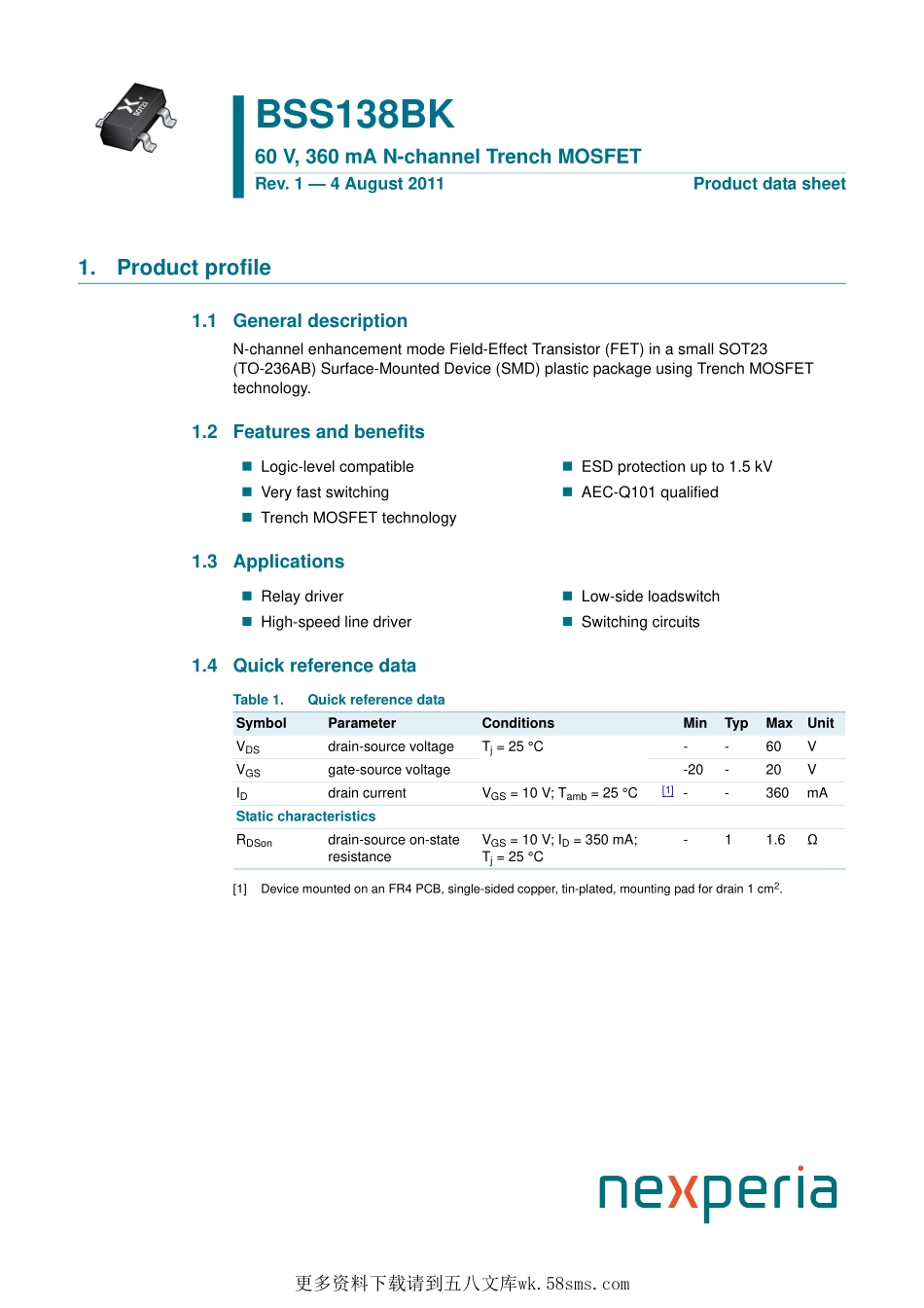 IC封装资料_三极管_BSS138BK_215.pdf_第1页