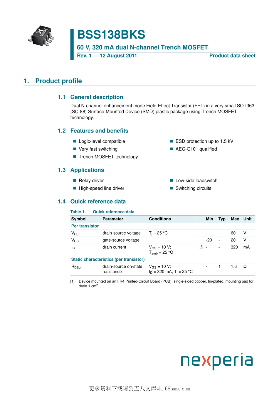 IC封装资料_三极管_BSS138BKSH.pdf_第1页