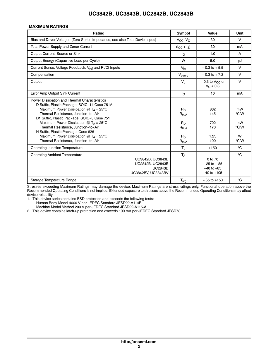 IC封装资料_电源管理芯片_UC3842BNG.pdf_第2页