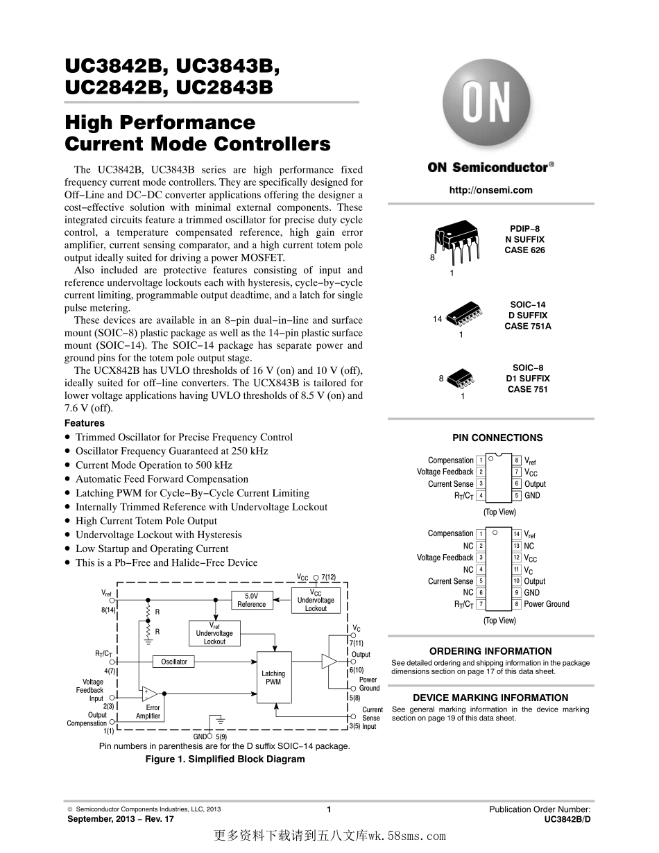 IC封装资料_电源管理芯片_UC3843BD1R2G.pdf_第1页