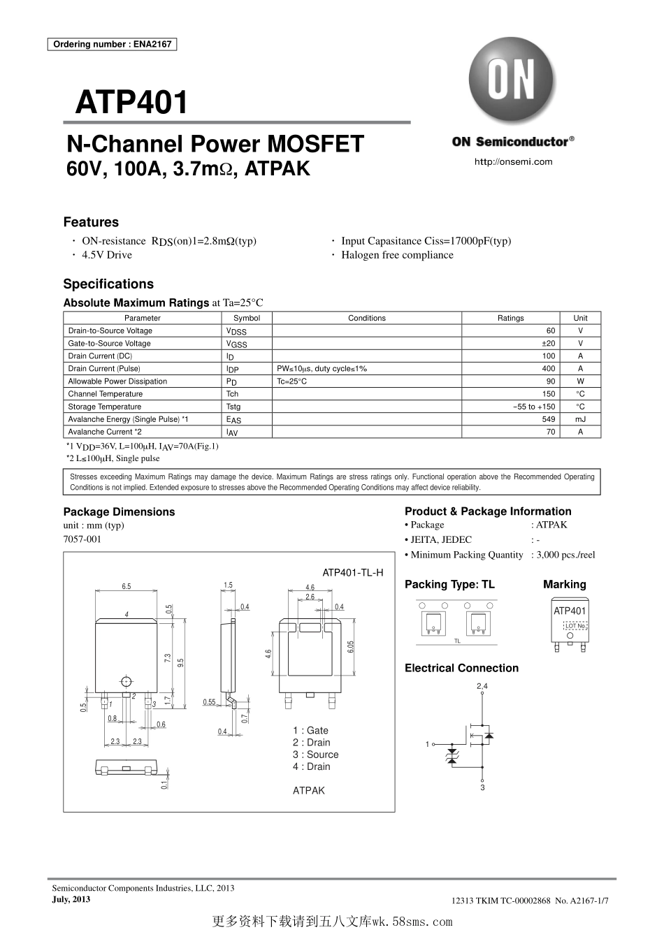 IC封装资料_三极管_ATP401-TL-H.pdf_第1页