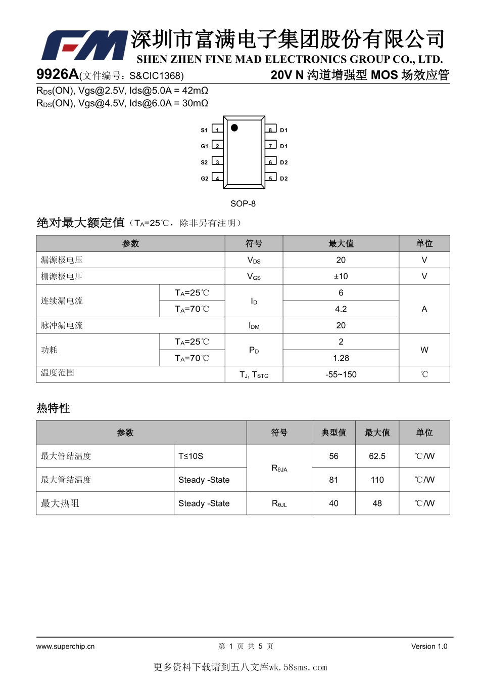 IC封装资料_三极管_9926A.pdf_第1页