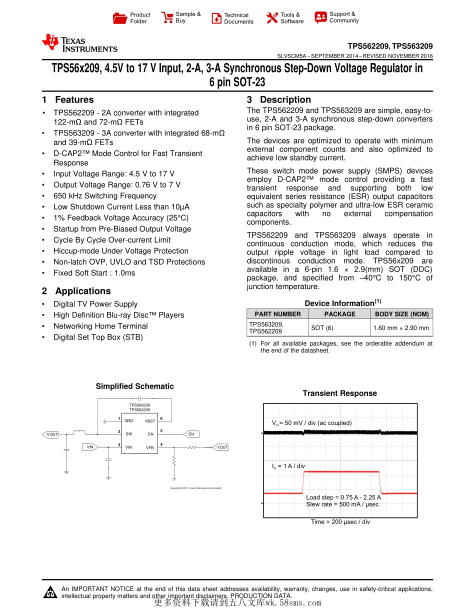 IC封装资料_电源管理芯片_TPS563209DDCR.pdf_第1页