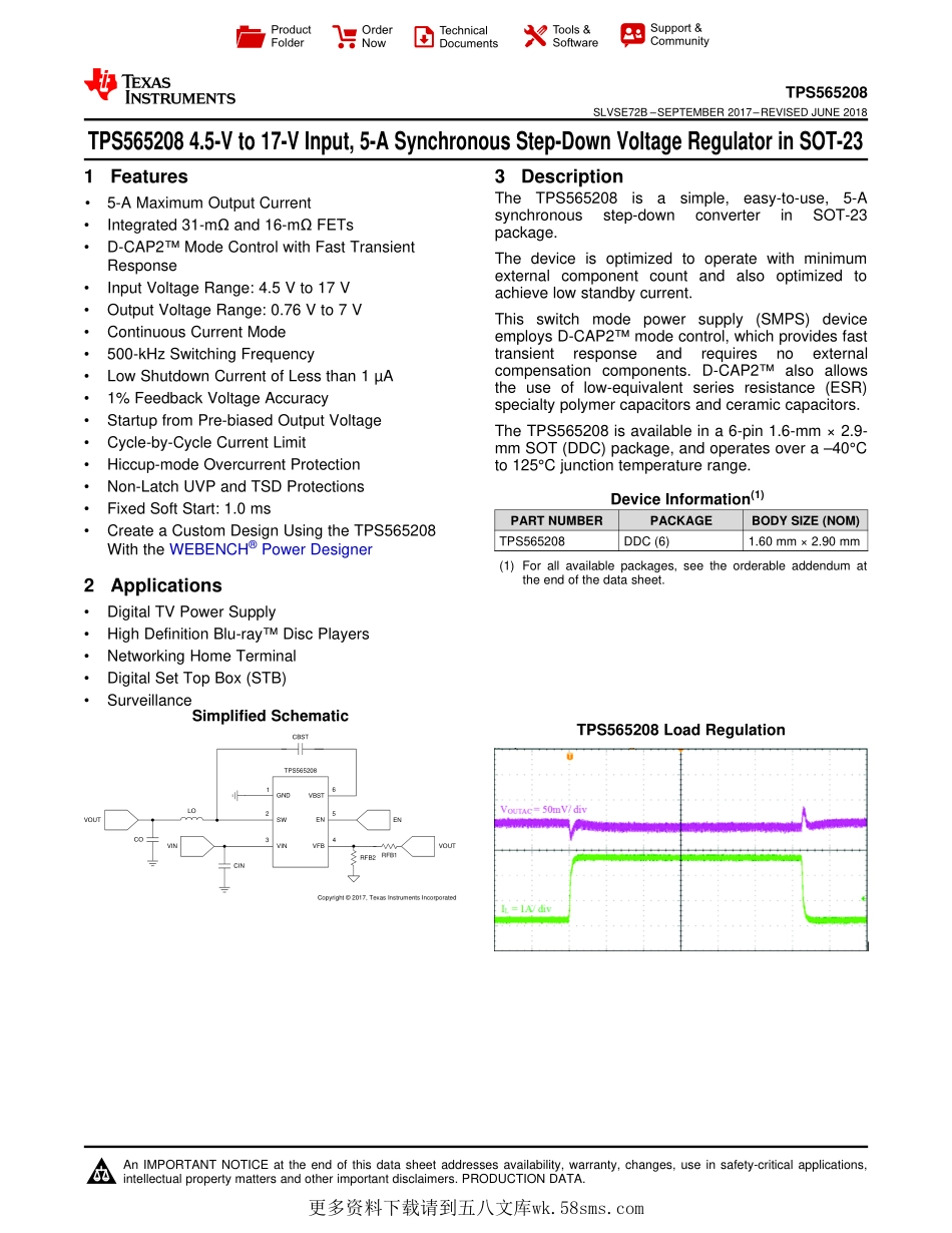 IC封装资料_电源管理芯片_TPS565208DDCR.pdf_第1页