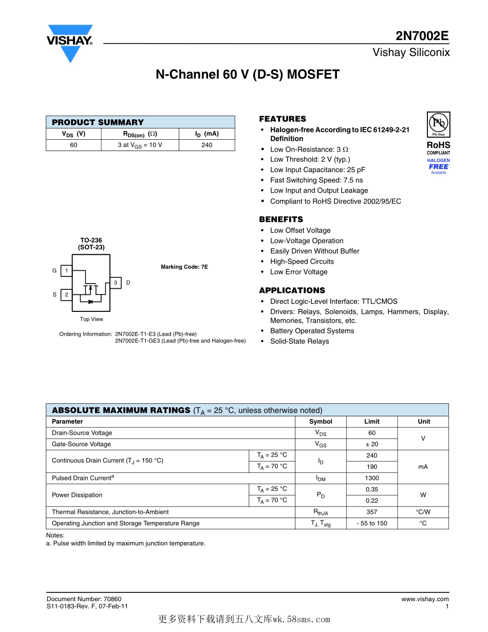 IC封装资料_三极管_2N7002E-T1-GE3.pdf_第1页