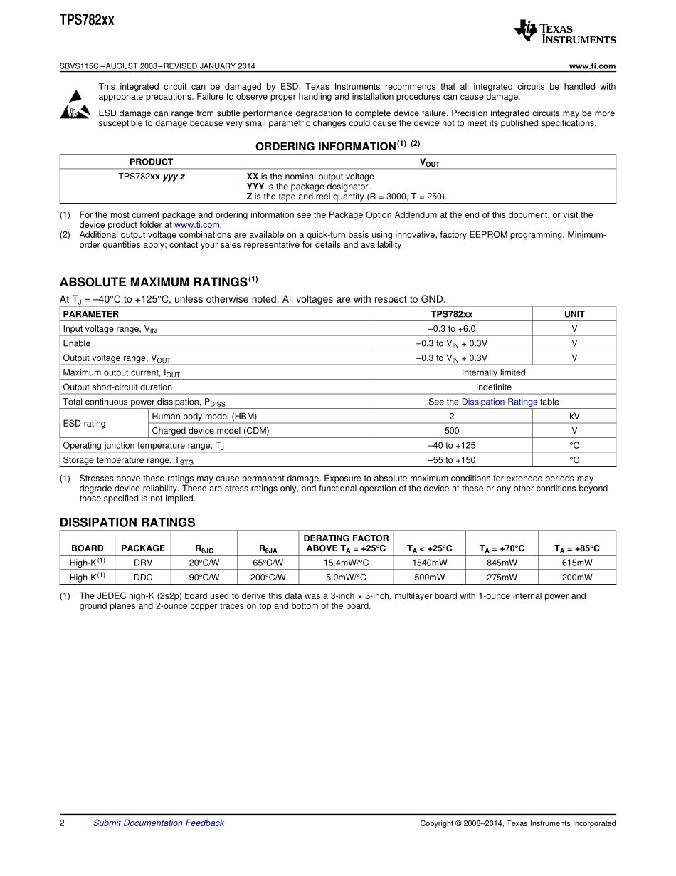 IC封装资料_电源管理芯片_TPS78233DDCR.pdf_第2页