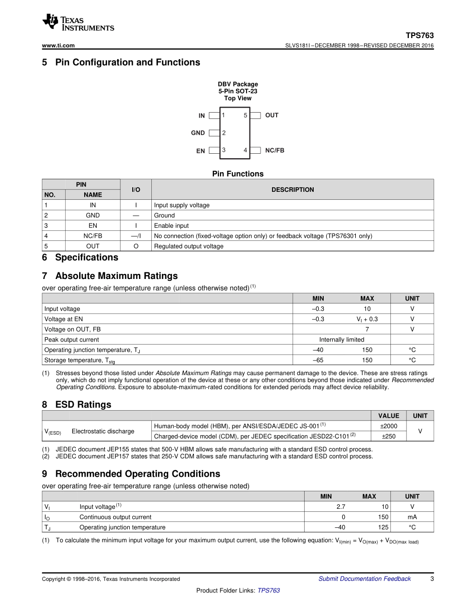 IC封装资料_电源管理芯片_TPS76318DBVR.pdf_第3页