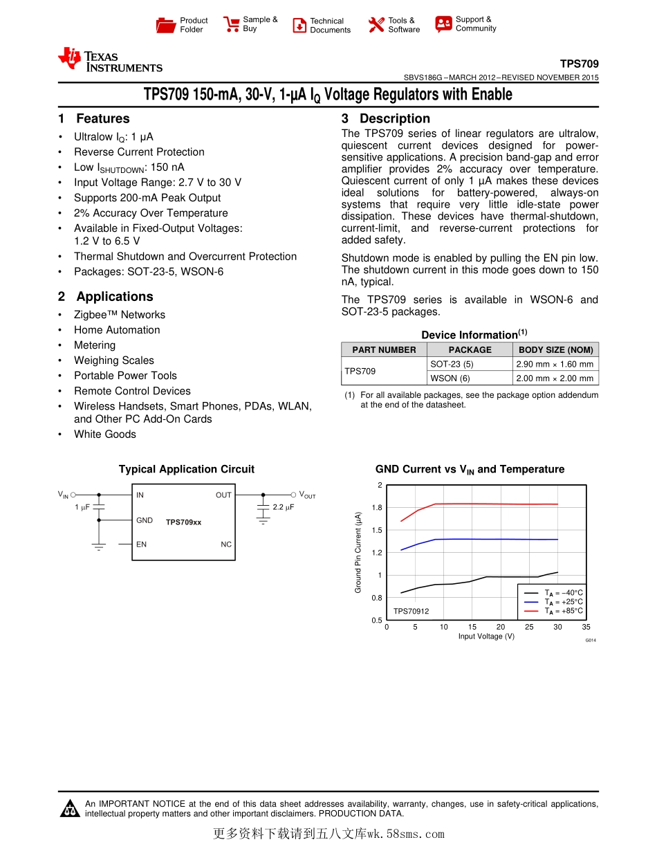 IC封装资料_电源管理芯片_TPS70950DBVR.pdf_第1页