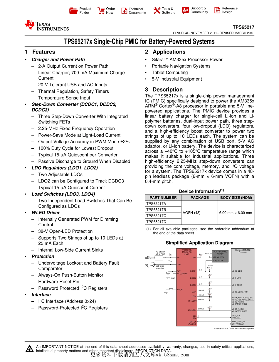 IC封装资料_电源管理芯片_TPS65217CRSLR.pdf_第1页