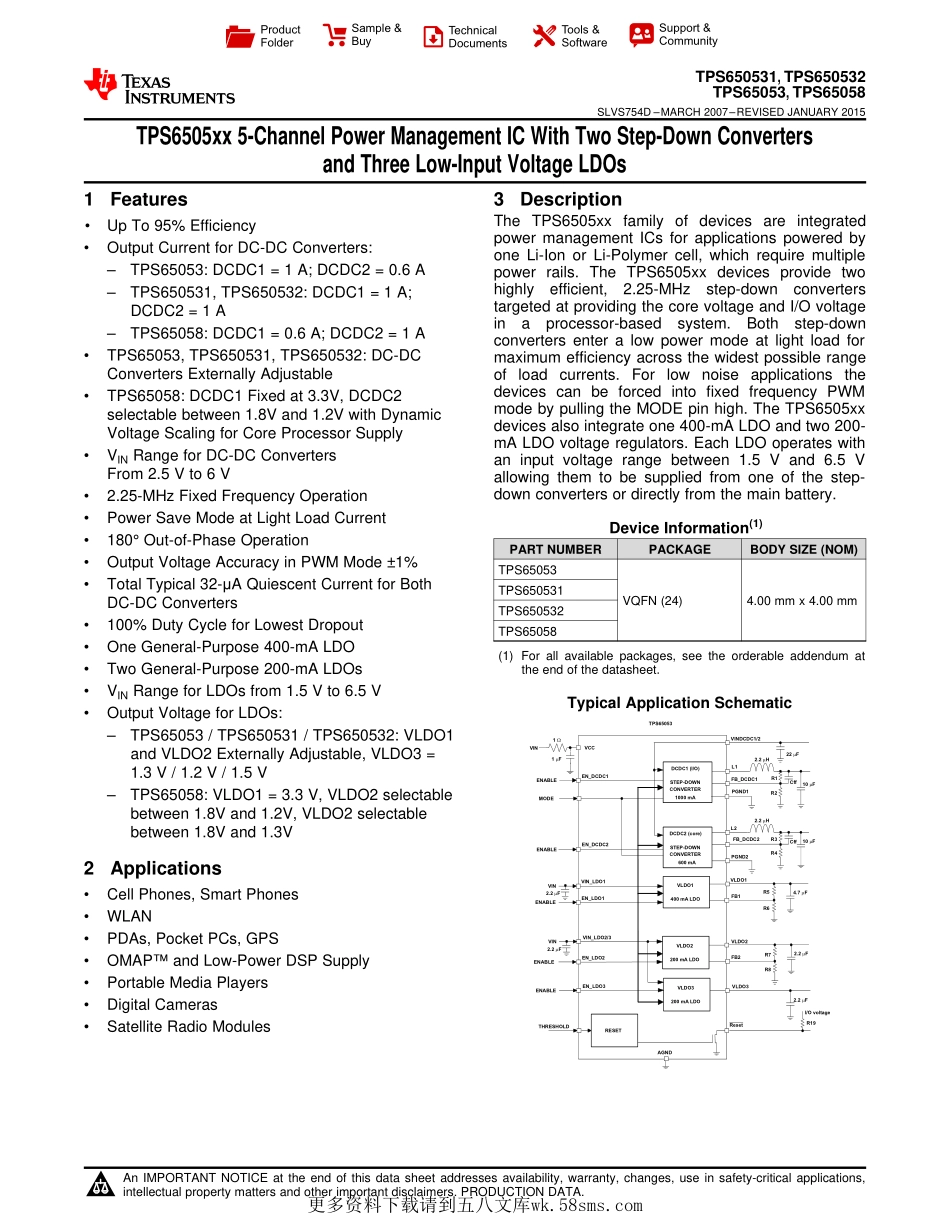 IC封装资料_电源管理芯片_TPS65053RGER.pdf_第1页