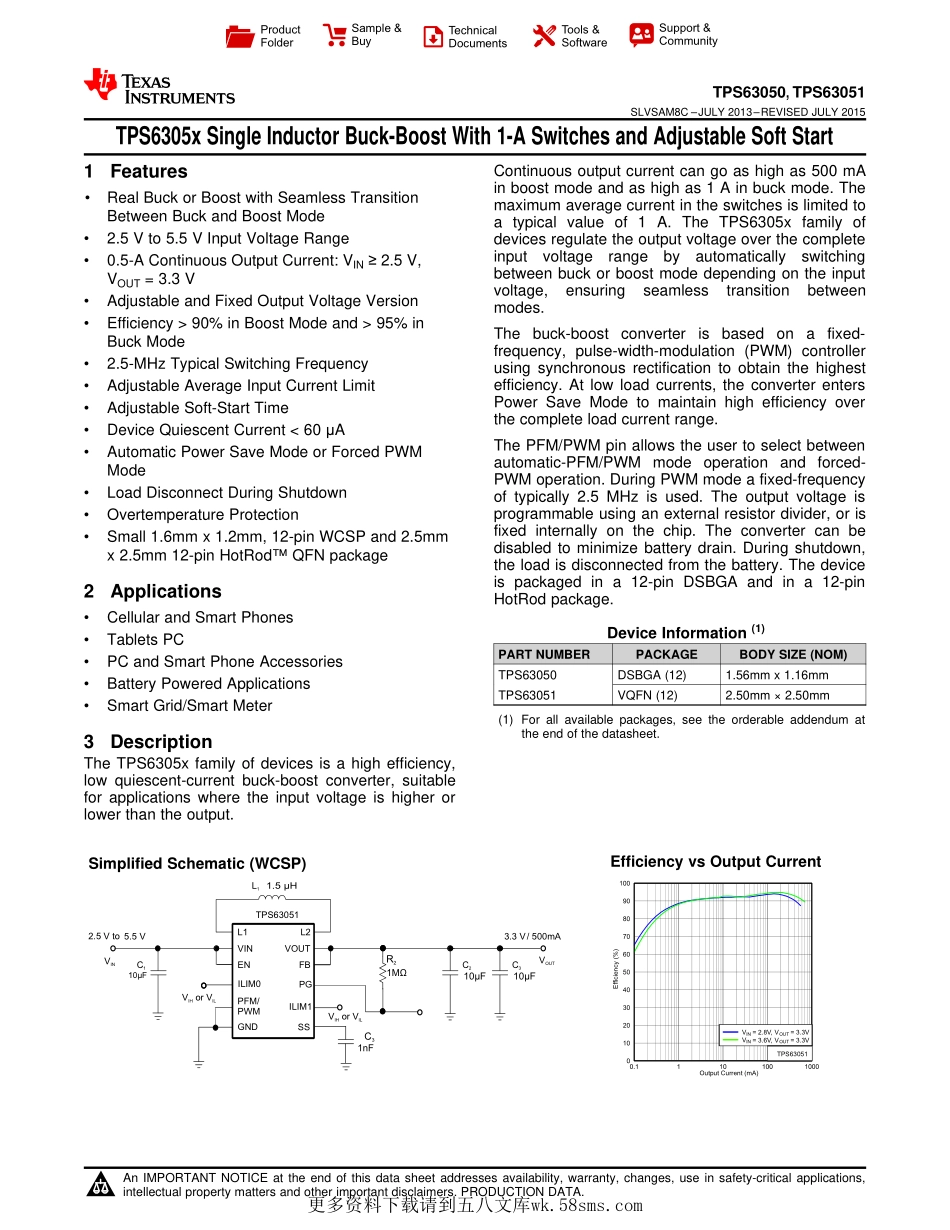 IC封装资料_电源管理芯片_TPS63051RMWR.pdf_第1页