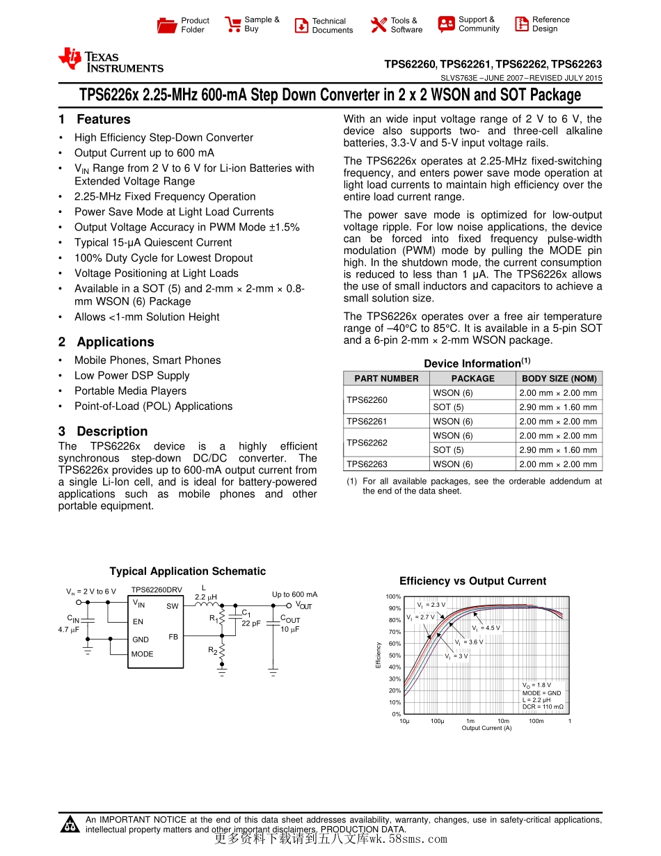 IC封装资料_电源管理芯片_TPS62262DRVR.pdf_第1页