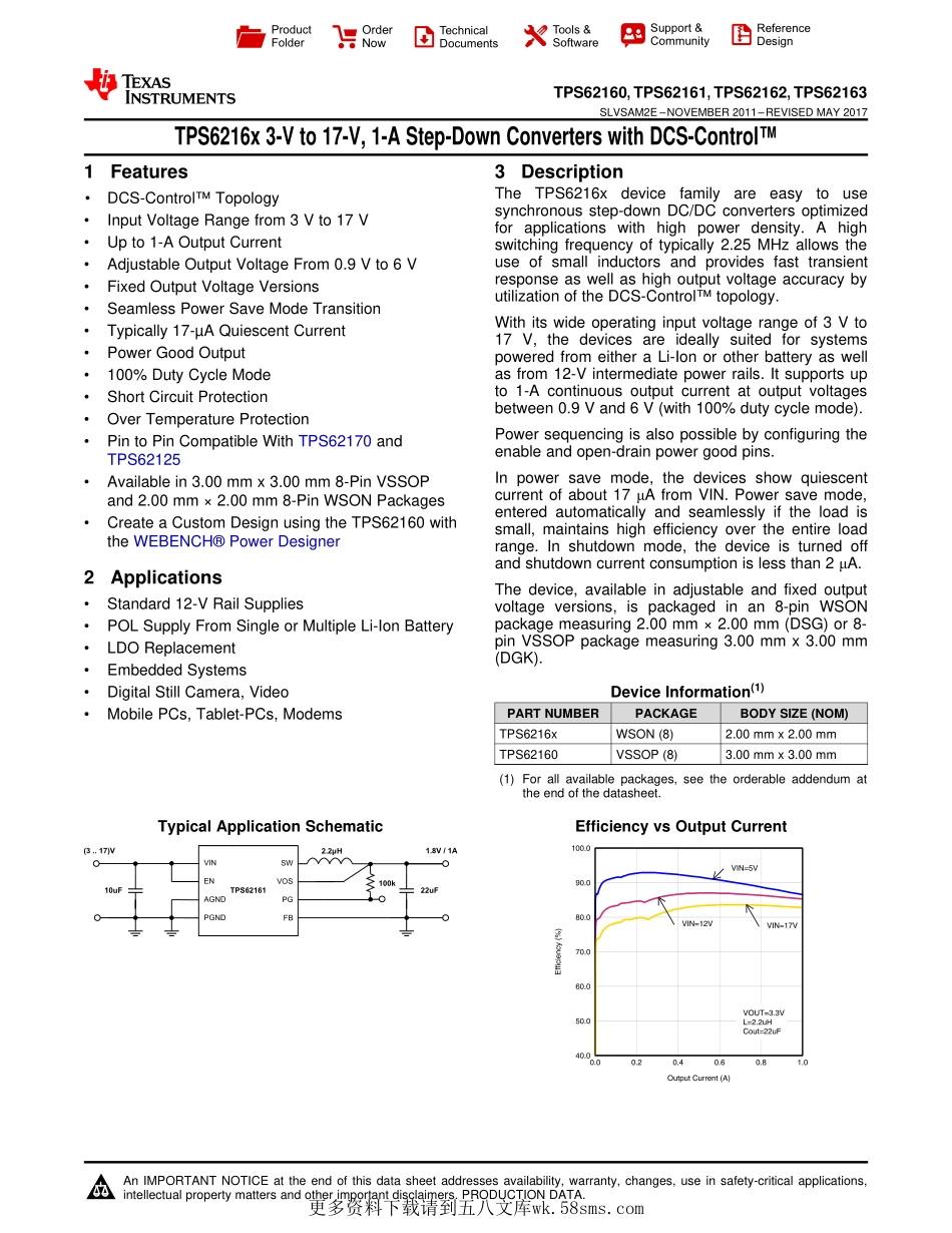 IC封装资料_电源管理芯片_TPS62162DSGR.pdf_第1页