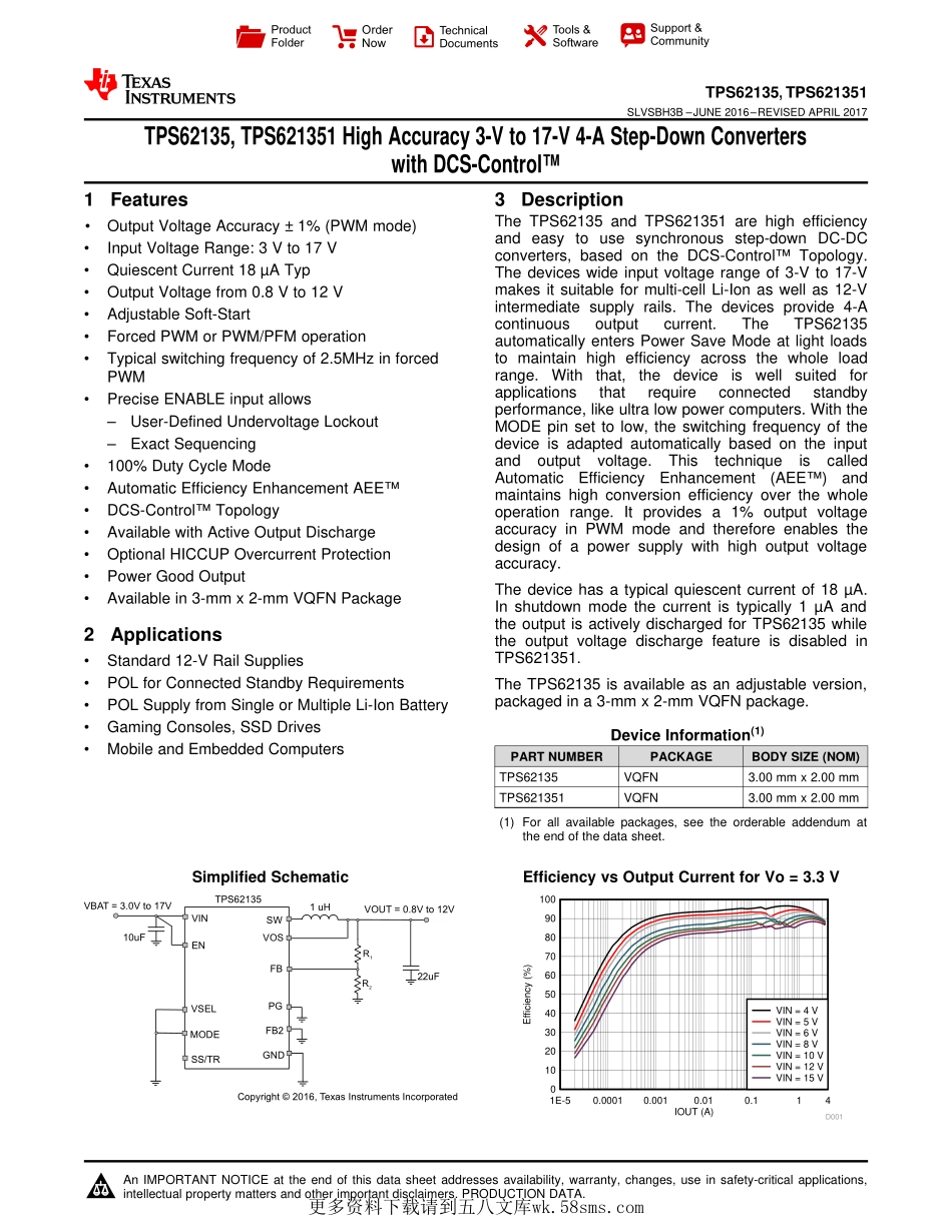 IC封装资料_电源管理芯片_TPS62135RGXR.pdf_第1页