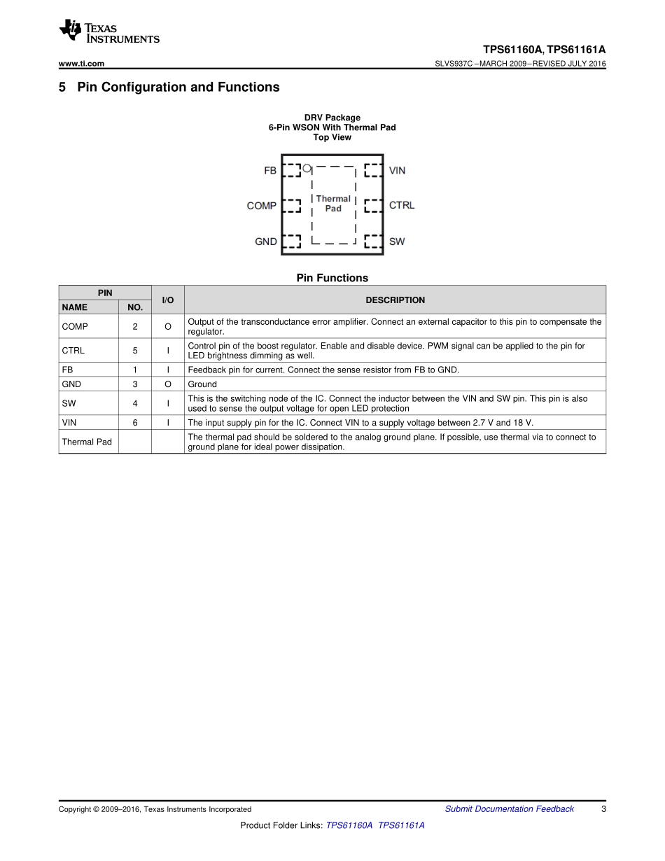 IC封装资料_电源管理芯片_TPS61160ADRVR.pdf_第3页