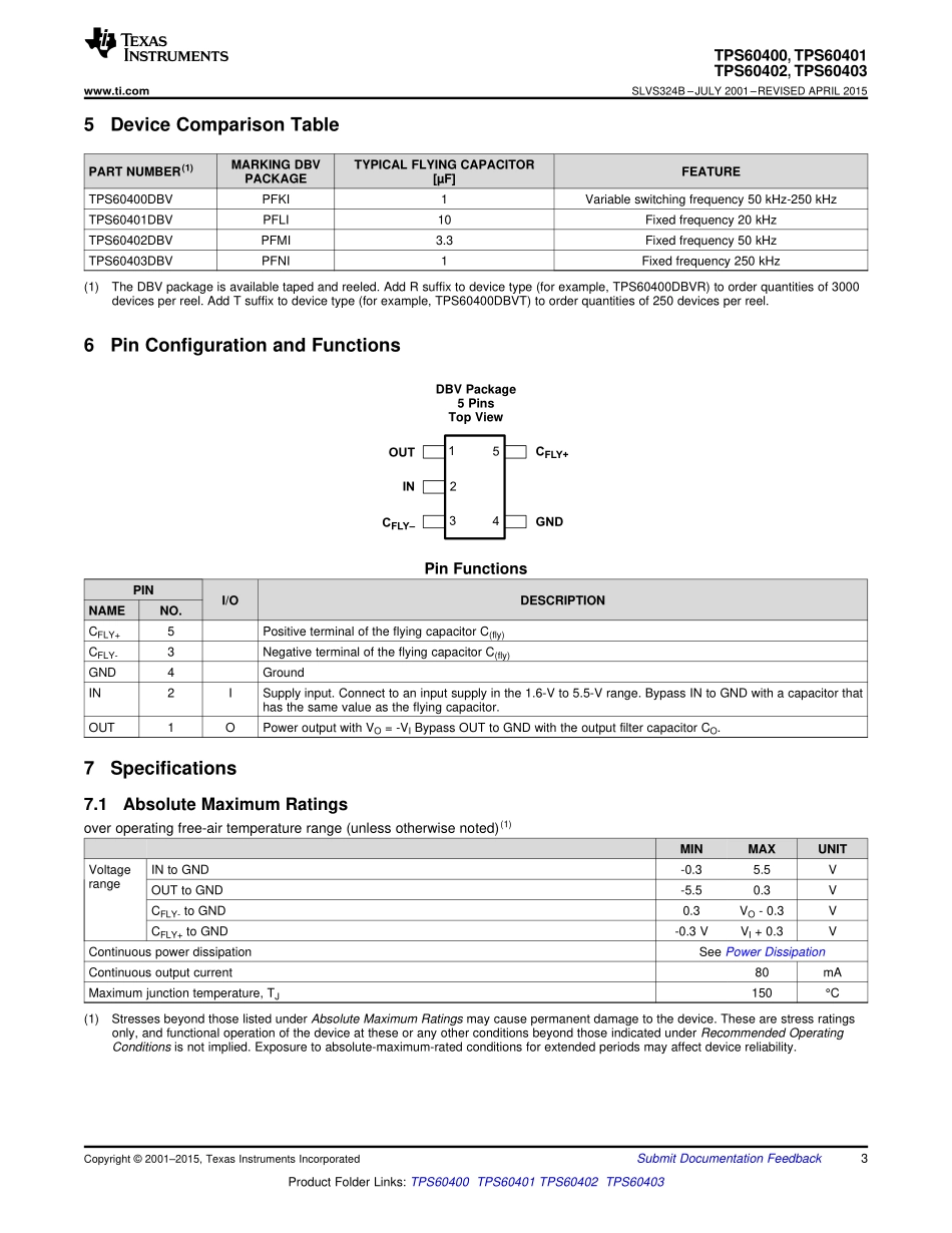 IC封装资料_电源管理芯片_TPS60401DBVR.pdf_第3页
