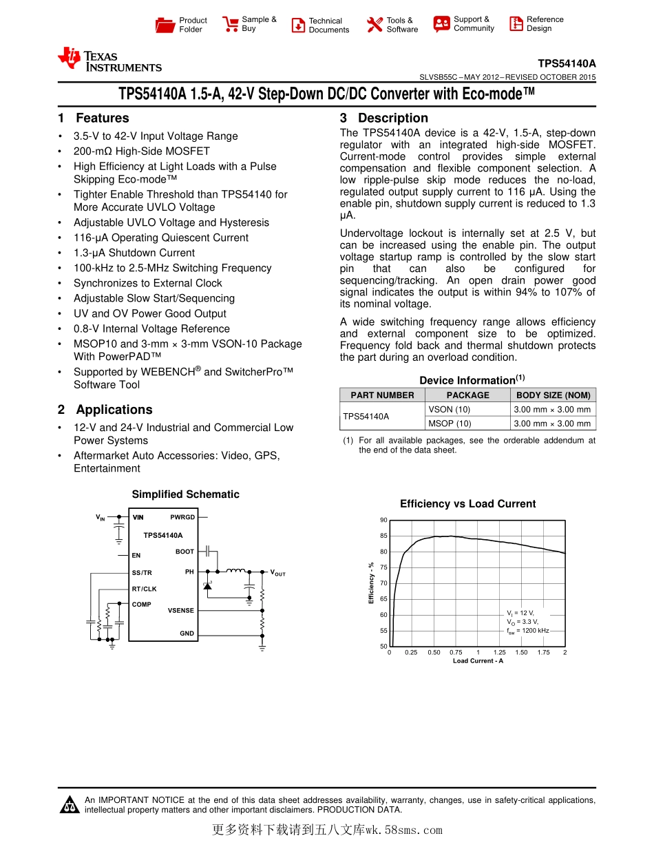 IC封装资料_电源管理芯片_TPS54140ADRCR.pdf_第1页