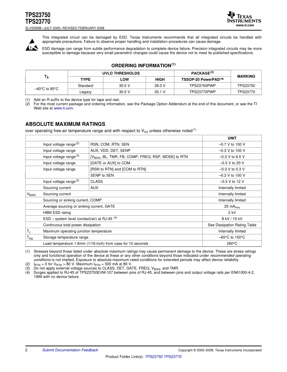 IC封装资料_电源管理芯片_TPS23750PWPR.pdf_第2页