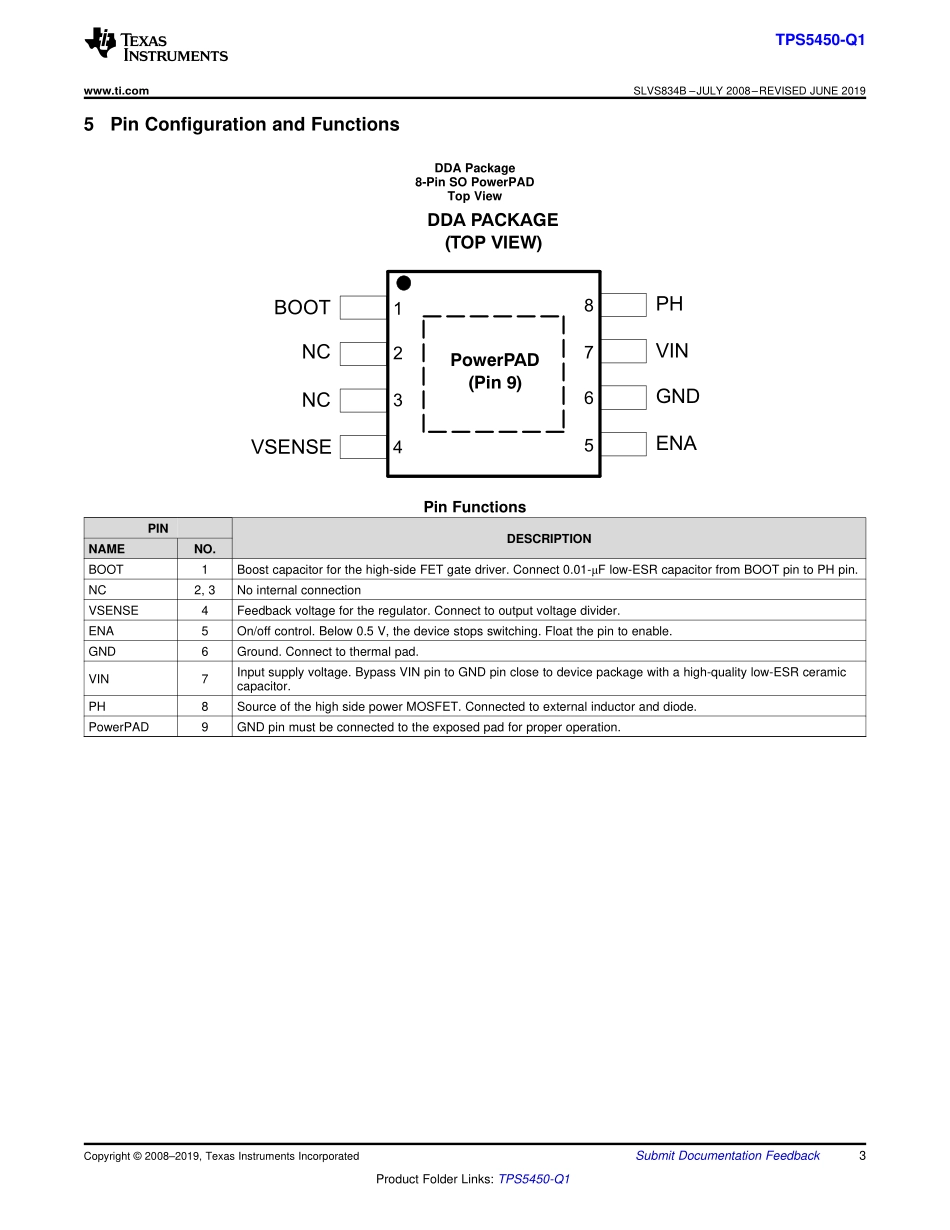 IC封装资料_电源管理芯片_TPS5450QDDARQ1.pdf_第3页