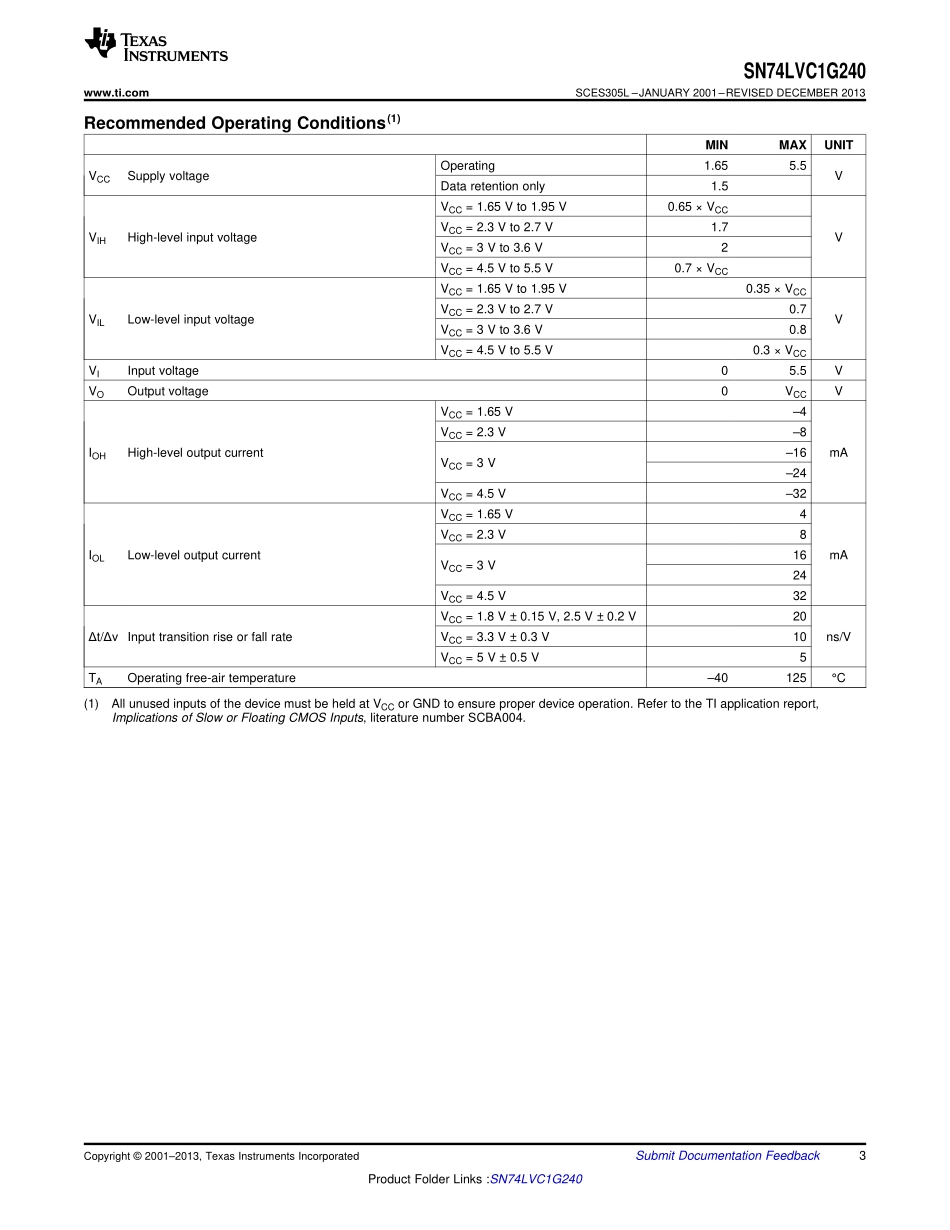 IC封装资料_逻辑及时序器件_74LVC1G240DCKRE4.pdf_第3页