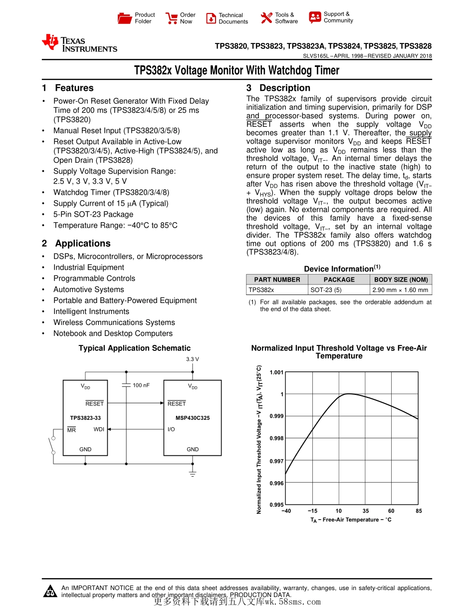 IC封装资料_电源管理芯片_TPS3828-33DBVR.pdf_第1页