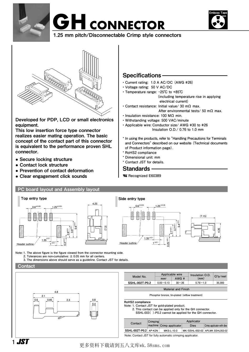 IC封装资料_连接器_SM14B-GHS-TBT.pdf_第1页