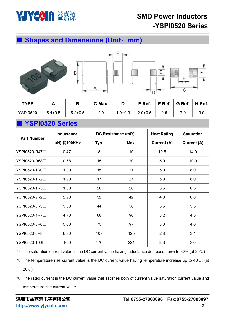 IC封装资料_电感_YSPI0520-6R8M.pdf_第2页