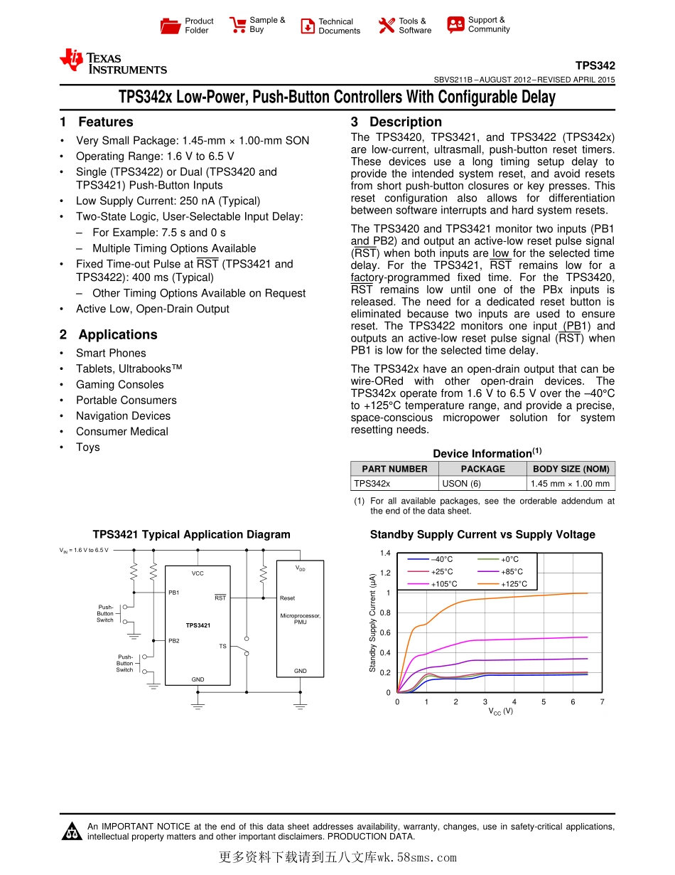 IC封装资料_电源管理芯片_TPS3421ECDRYR.pdf_第1页