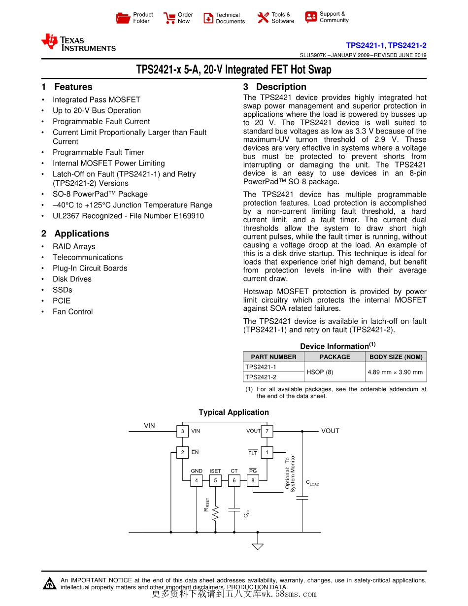 IC封装资料_电源管理芯片_TPS2421-2DDAR.pdf_第1页