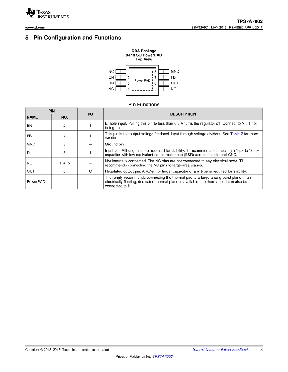 IC封装资料_电源管理芯片_TPS7A7002DDAR.pdf_第3页