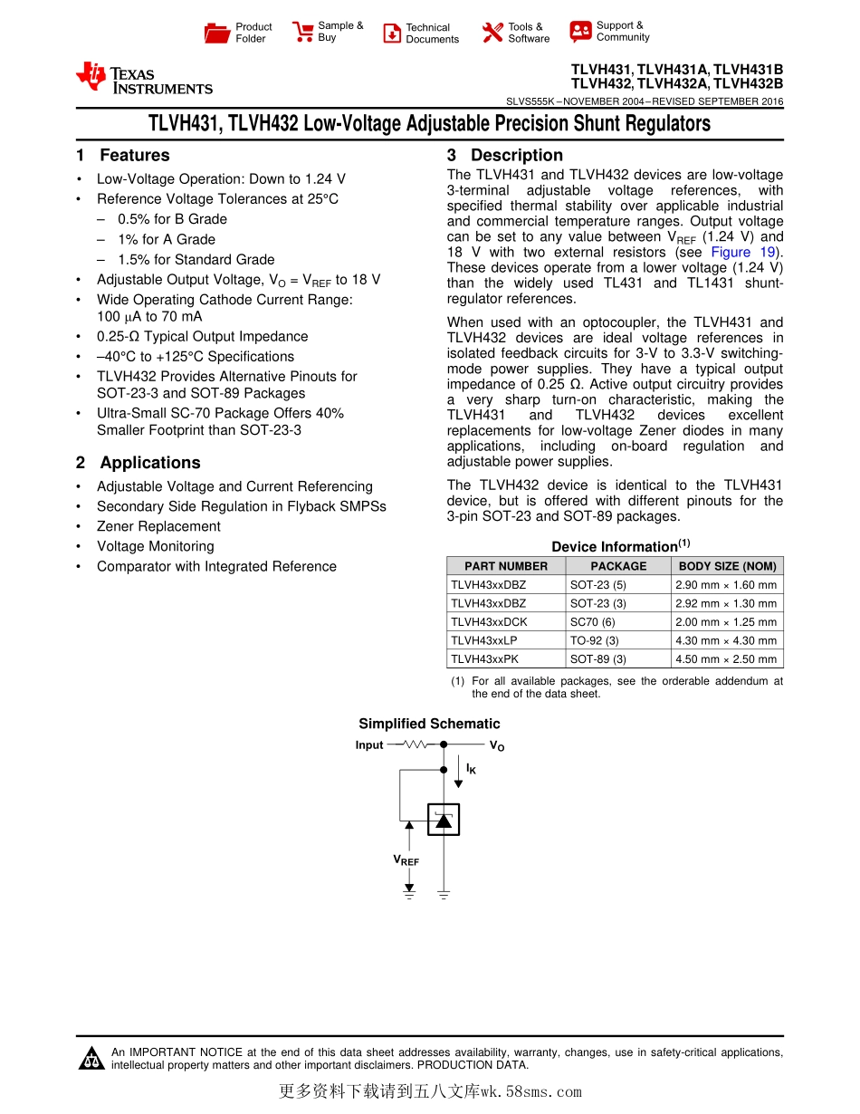 IC封装资料_电源管理芯片_TLVH431CDBZR.pdf_第1页