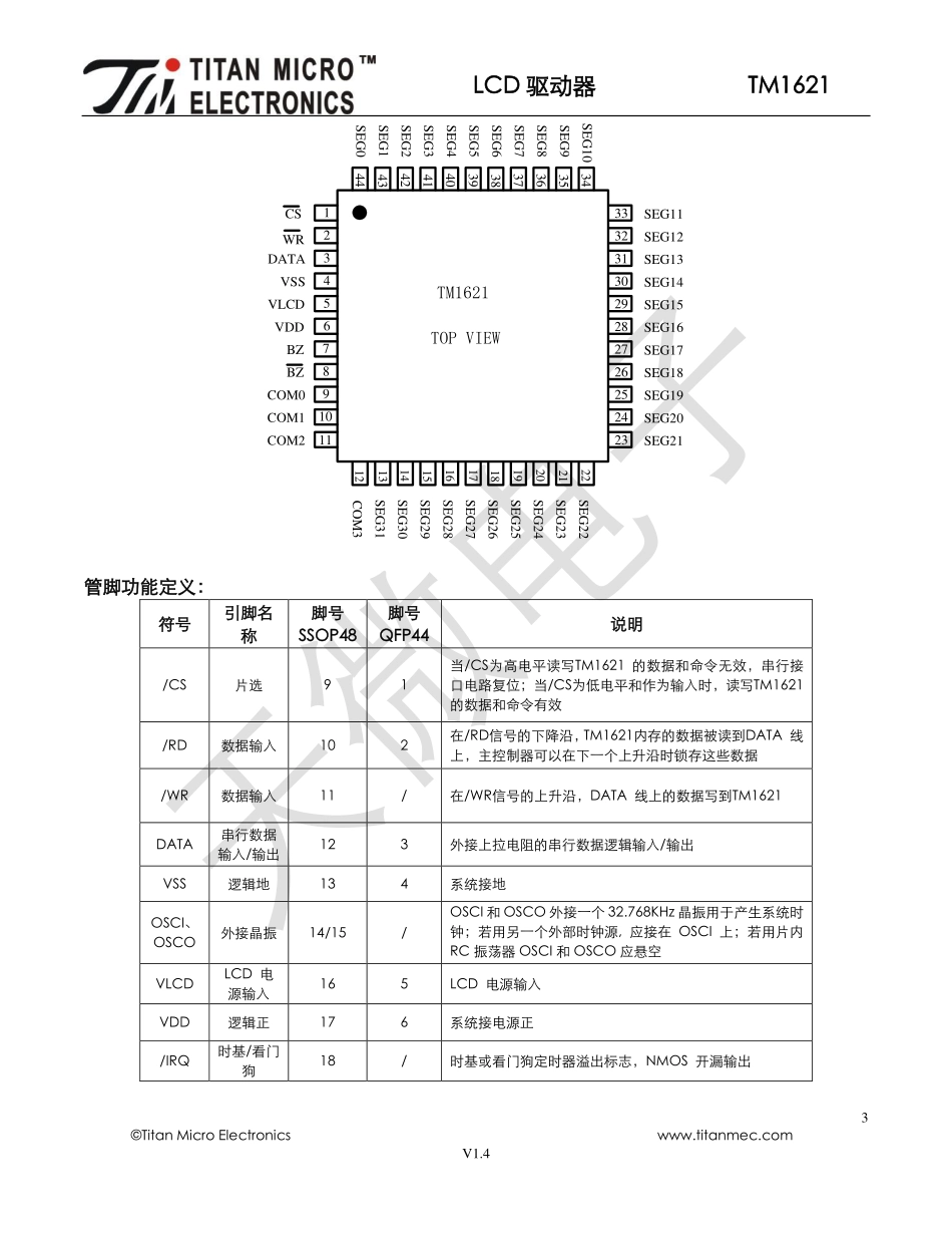 IC封装资料_电源管理芯片_TM1621.pdf_第3页