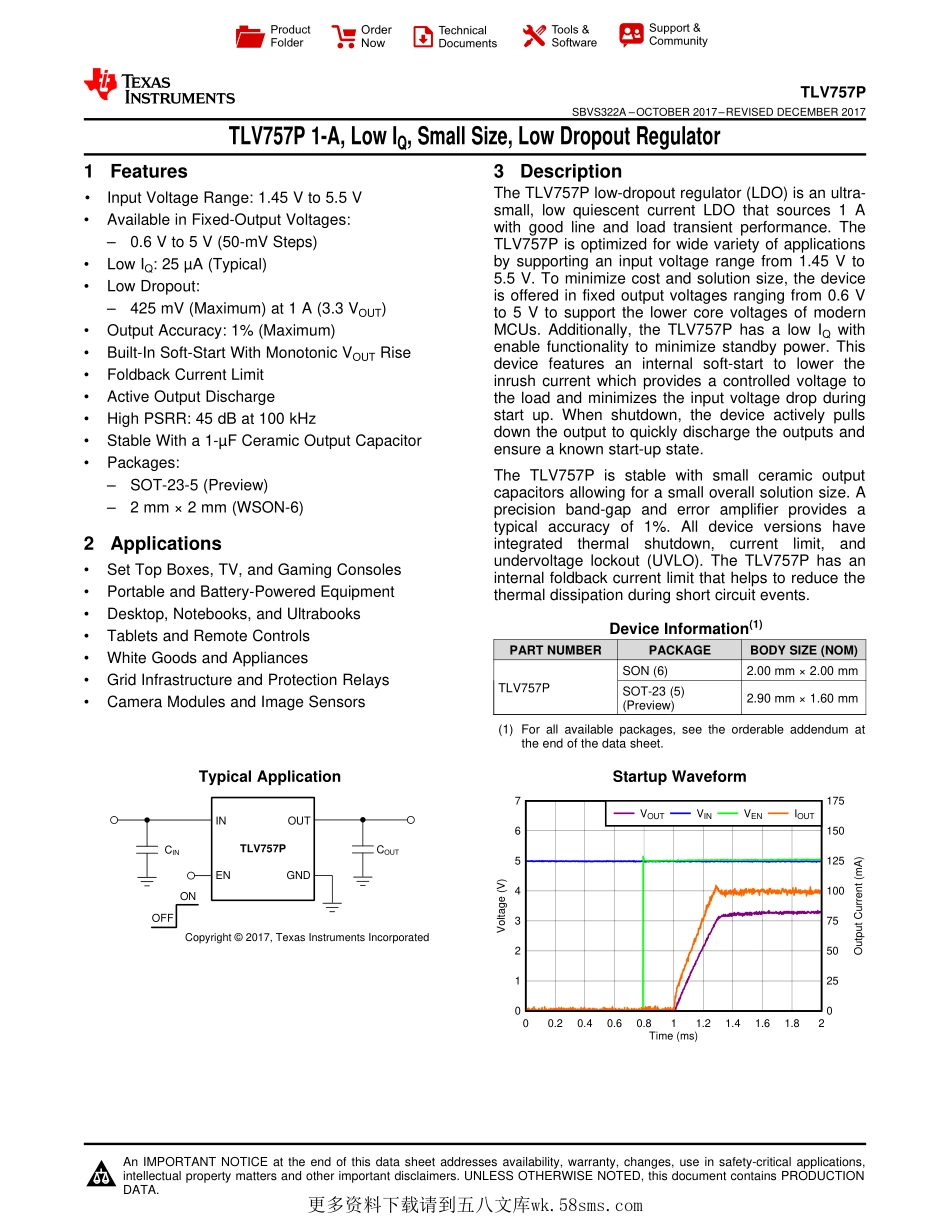 IC封装资料_电源管理芯片_TLV75733PDBVR.pdf_第1页