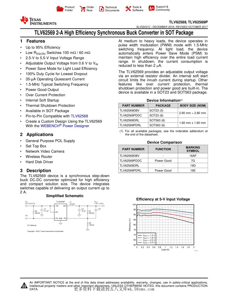 IC封装资料_电源管理芯片_TLV62569DBVR.pdf_第1页