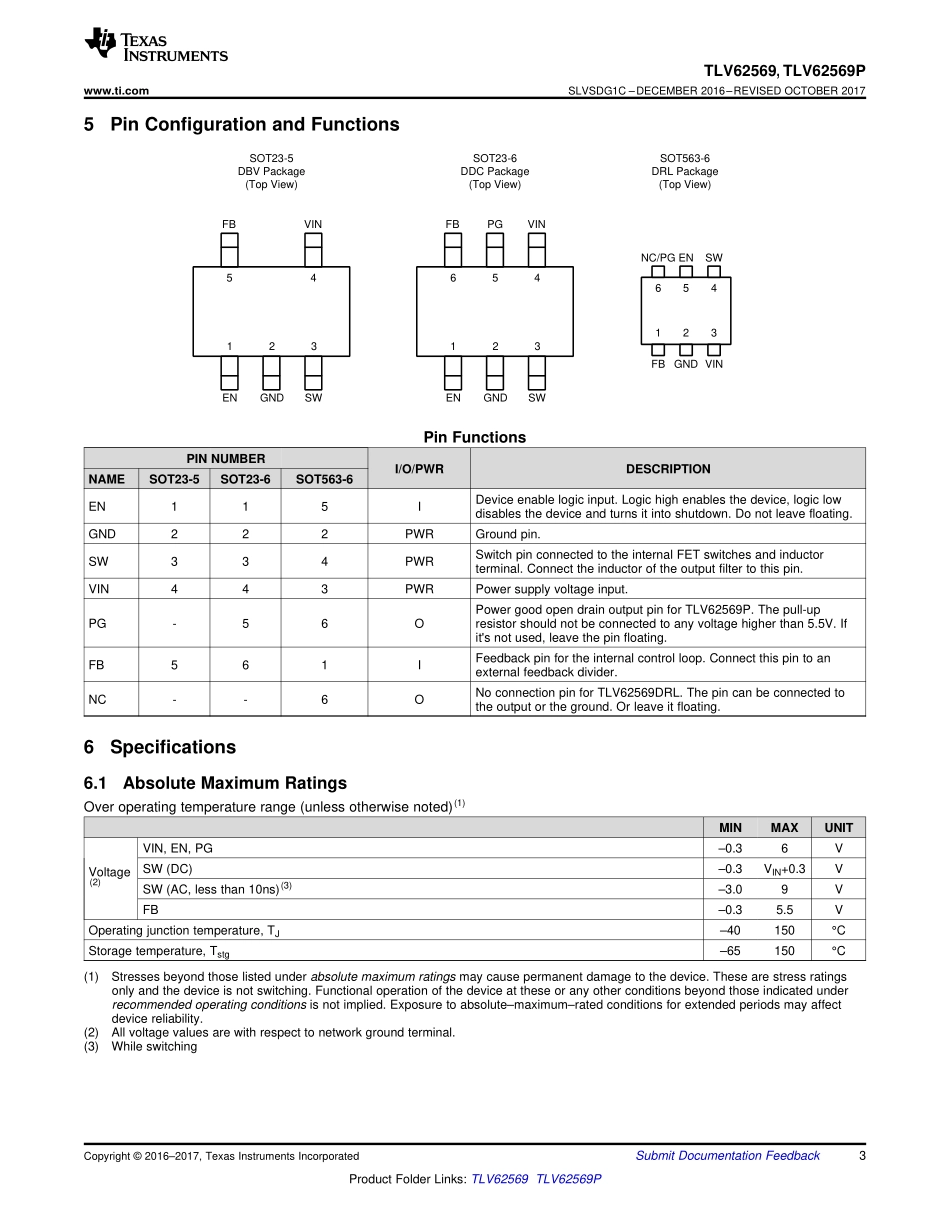 IC封装资料_电源管理芯片_TLV62569DBVR.pdf_第3页