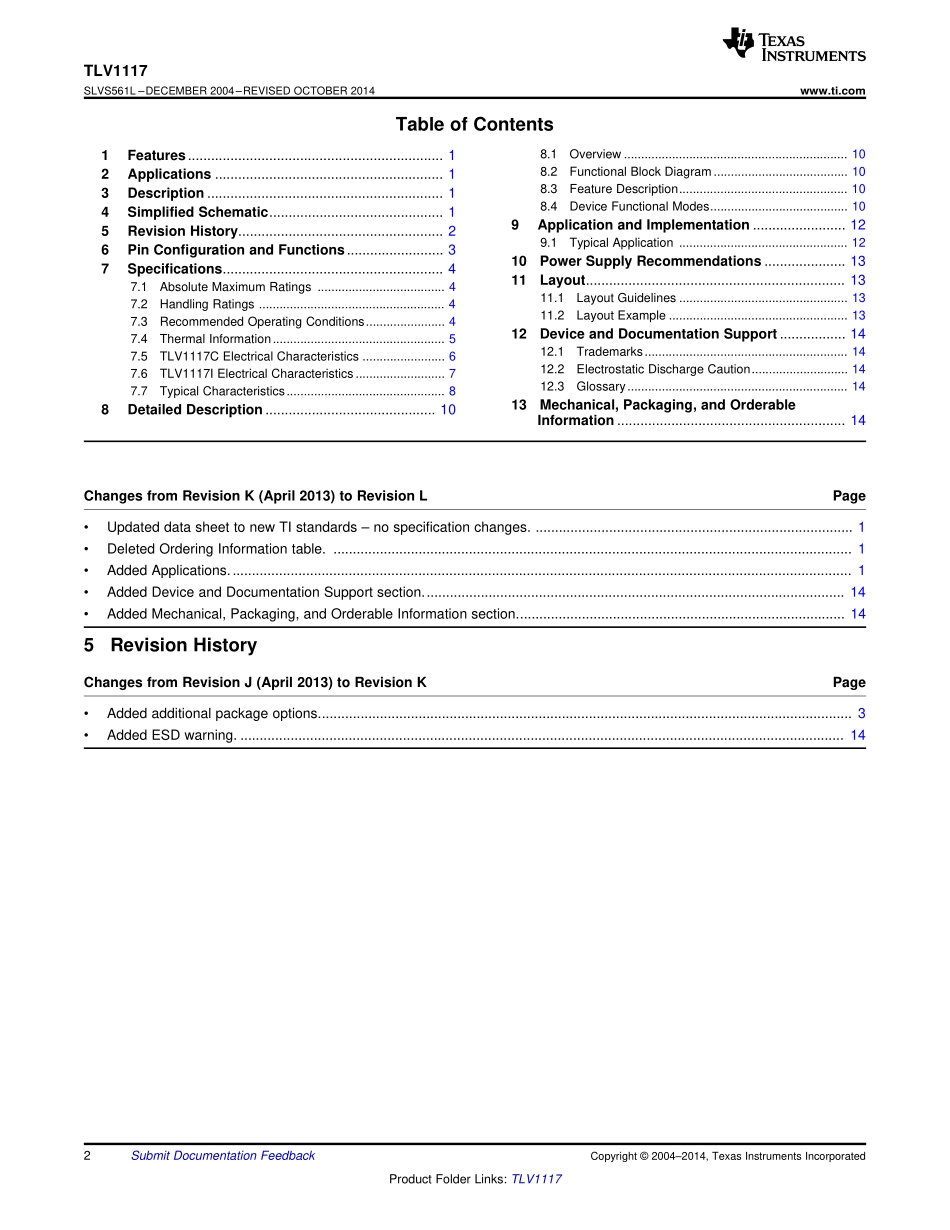 IC封装资料_电源管理芯片_TLV1117-33IDCYR.pdf_第2页