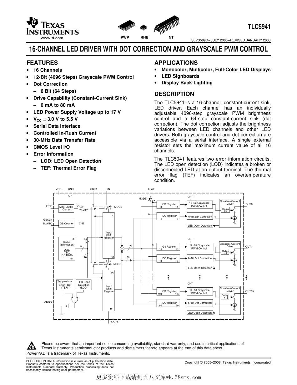 IC封装资料_电源管理芯片_TLC5941PWPR.pdf_第1页