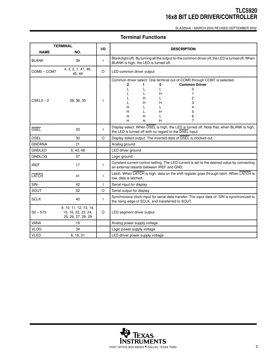 IC封装资料_电源管理芯片_TLC5920DLR.pdf_第3页