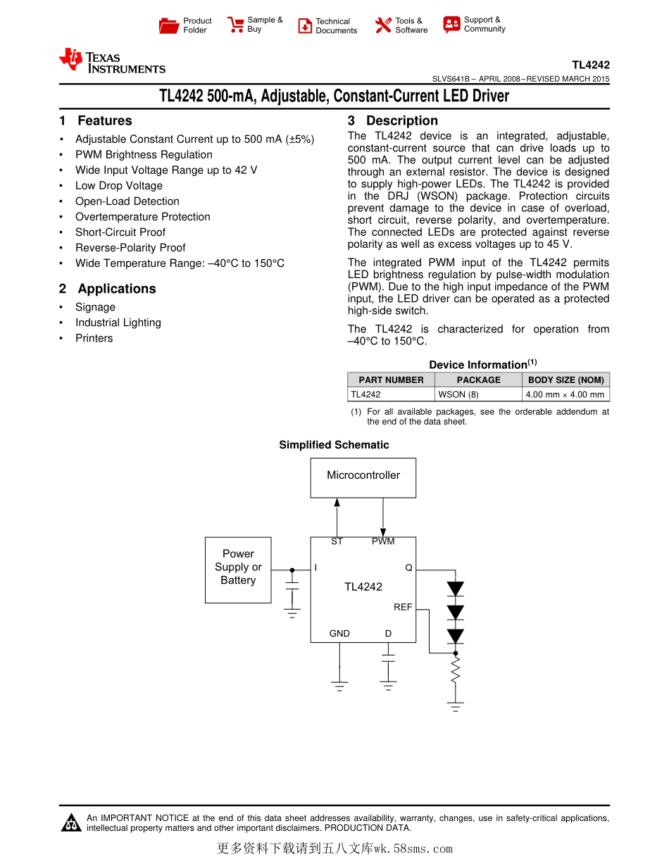 IC封装资料_电源管理芯片_TL4242DRJR.pdf_第1页