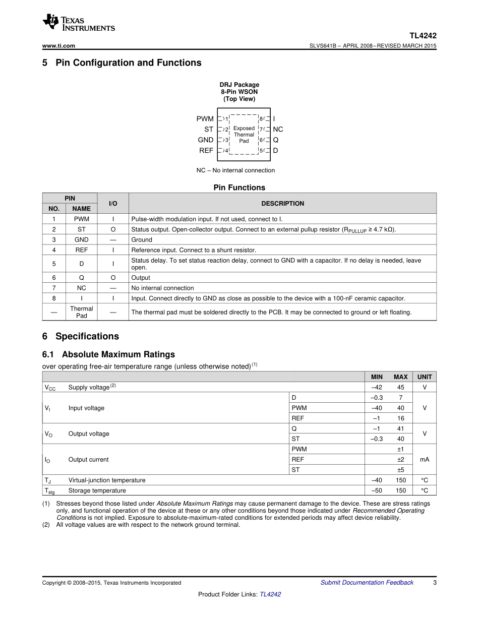 IC封装资料_电源管理芯片_TL4242DRJR.pdf_第3页